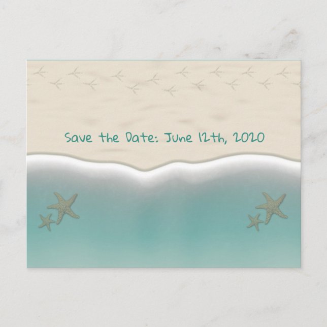 Strandsandy Shore Starfish Save the Date Postkarte (Vorderseite)