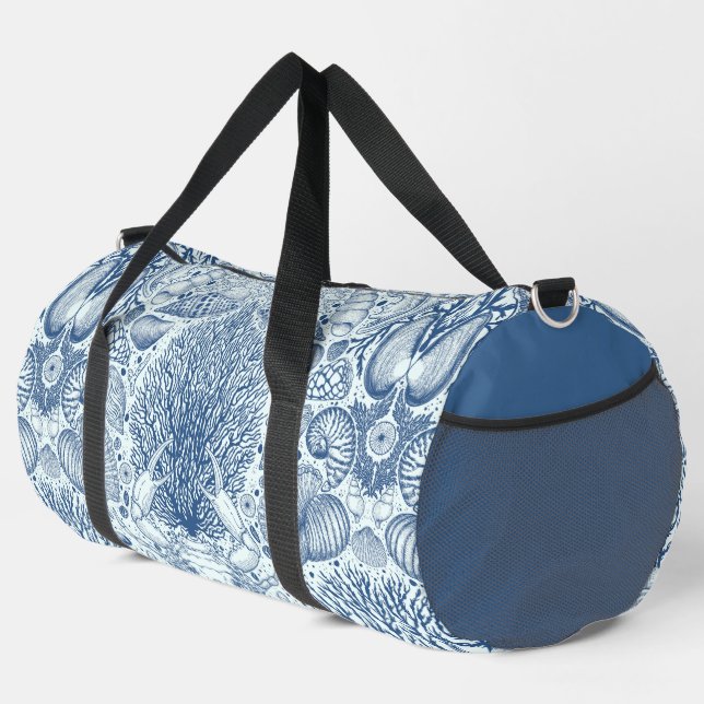 Strandschätze in Blau Duffle Bag (Rechte Ecke)