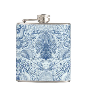 Strandschätze in Blau Flachmann