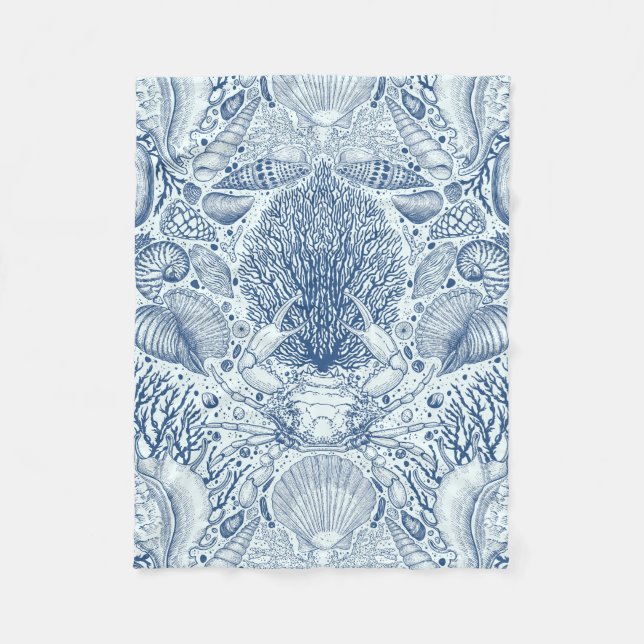 Strandschätze in Blau Fleecedecke (Vorderseite)
