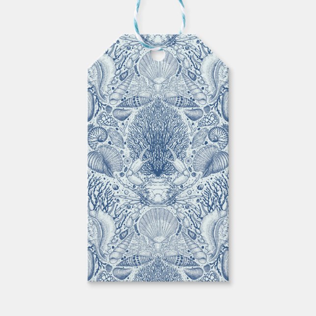 Strandschätze in Blau Geschenkanhänger (Vorderseite)