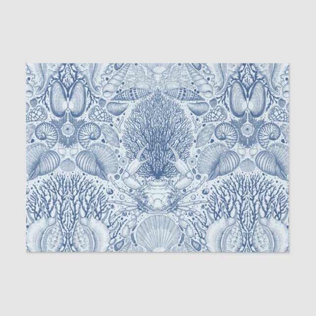 Strandschätze in Blau Seidenpapier (Vorderseite)