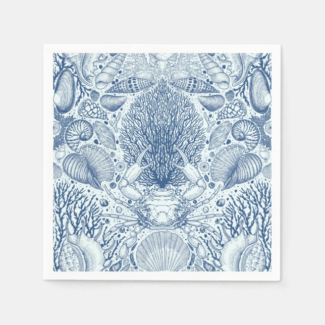 Strandschätze in Blau Serviette (Vorderseite)