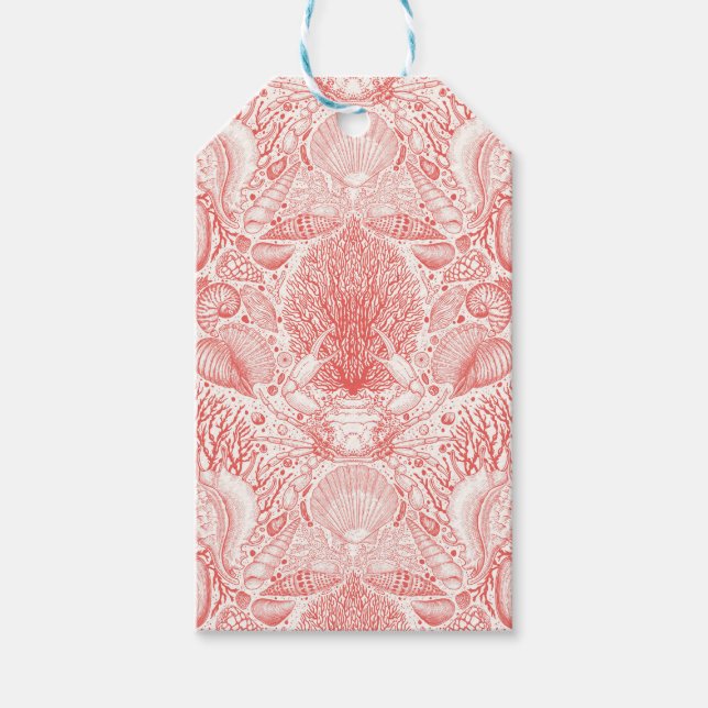 Strandschätze in Korallenrot Geschenkanhänger (Vorderseite)