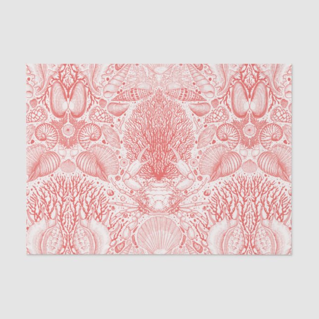 Strandschätze in Korallenrot Seidenpapier (Vorderseite)