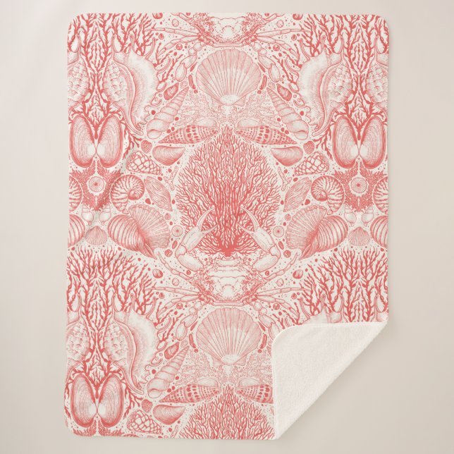 Strandschätze in Korallenrot Sherpadecke (Vorderseite)