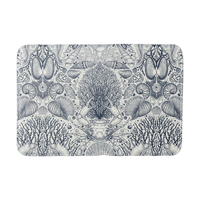 Strandschätze, Muscheln, Krabben, Korallen und Mee Badematte (Vorderseite)