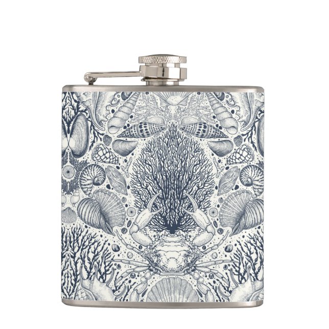 Strandschätze, Muscheln, Krabben, Korallen und Mee Flachmann (Vorderseite)