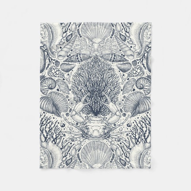 Strandschätze, Muscheln, Krabben, Korallen und Mee Fleecedecke (Vorderseite)