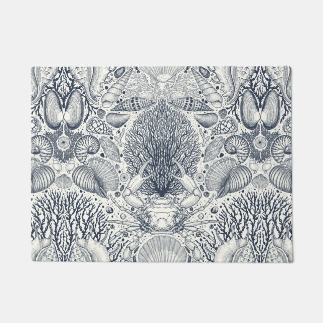 Strandschätze, Muscheln, Krabben, Korallen und Mee Fußmatte (Vorderseite)