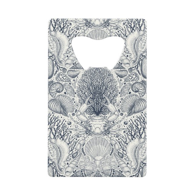 Strandschätze, Muscheln, Krabben, Korallen und Mee Geldbeutel Flaschenöffner (Vorderseite)