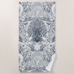 Strandschätze, Muscheln, Krabben, Korallen und Mee Strandtuch