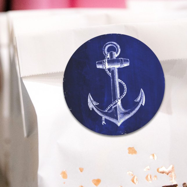 Strandschicker nautischer Marinebanker Herz-Aufkleber (beach coastal chic nautical navy blue anchor heart sticker)