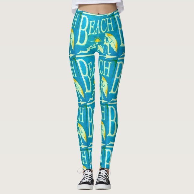 Strandschild blau leggings (Vorderseite)