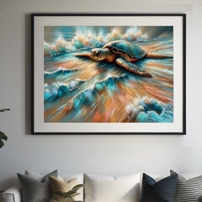 Strandschildkröte Zeichnend, harte Pastete Poster (Von Creator hochgeladen)