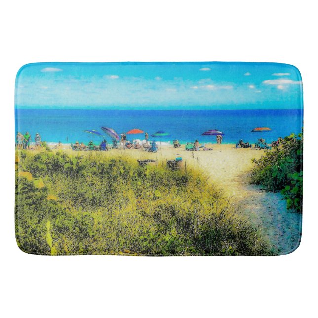 Strandschirme am Meer Badematte (Vorderseite)