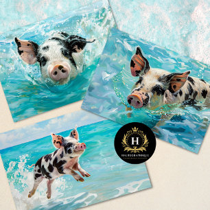 Strandschwein Schwimmen Decoupage Geschenkpapier Set
