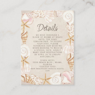 Strandseashells - Details zur Hochzeit am Meer Begleitkarte