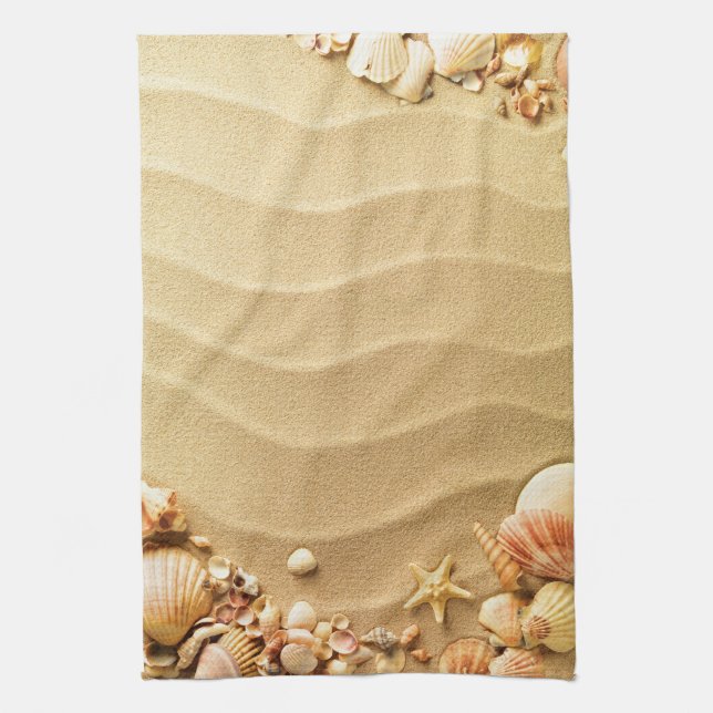 Strandseashells-Hawaii-Sand-Küchen-Geschirrtuch Geschirrtuch (Vertikal)