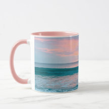 Strandsonnenaufgang blau pink grün zwei Töne Tasse