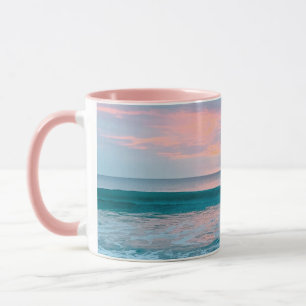 Strandsonnenaufgang blau pink grün zwei Töne Tasse