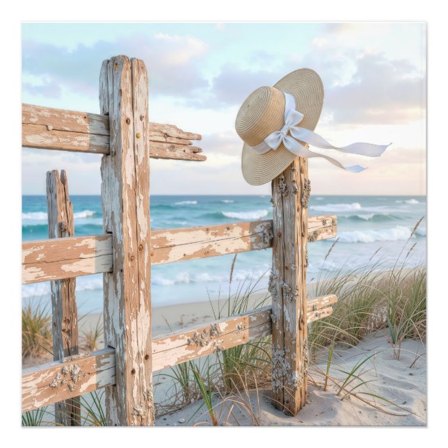Strandsonnenhut in Meeresbrise Fotodruck (Vorne)