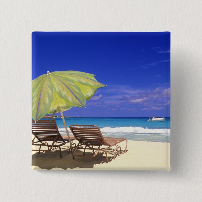 Strandsonnenschirm, Abaco, Bahamas Button (Vorderseite)