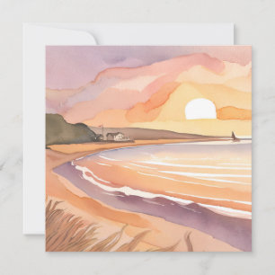 Strandsonnenuntergang   Schöne Aquarellmalerei Karte