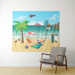 Strandspaß Wandteppich