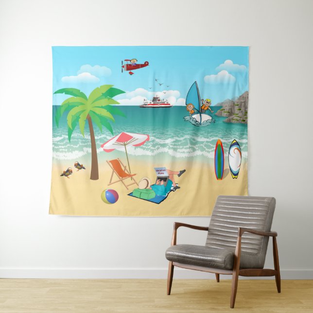 Strandspaß Wandteppich (Beispiel (Horizontal))