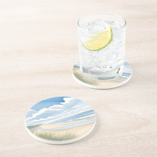 Strandspaziergang   Küstenozean-Aquarell Getränkeuntersetzer