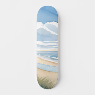 Strandspaziergang Küstenozean-Aquarell Skateboard