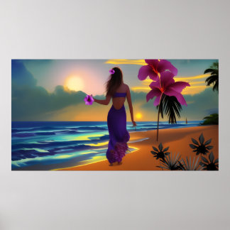 Strandspaziergängerin Poster