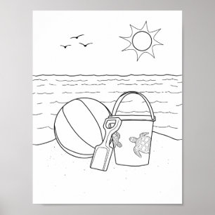 Strandspielzeug-Farbenplakat Poster