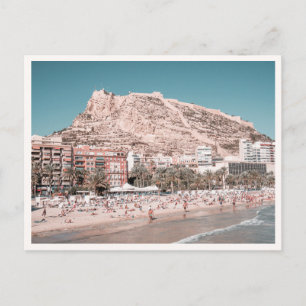 Strandstadt Alicante Spanien Spanisches Schloss Fo Postkarte
