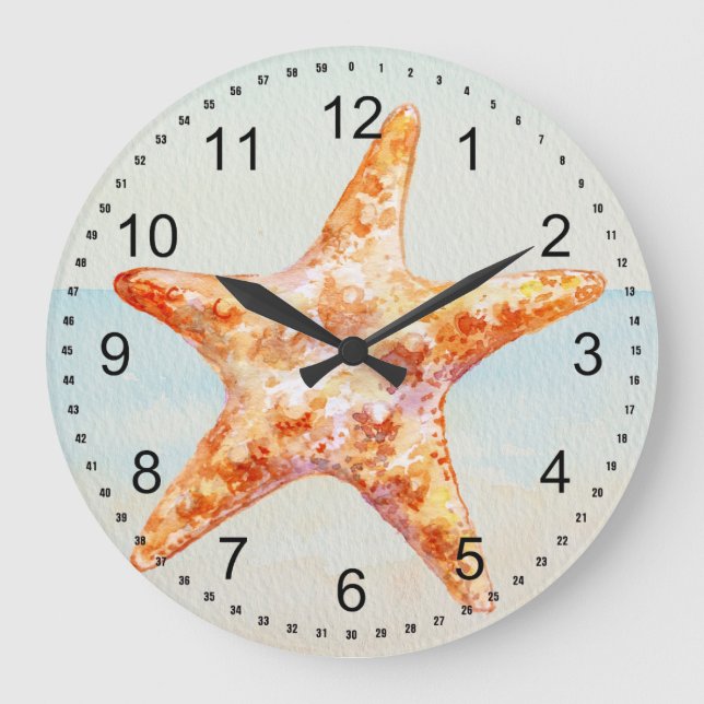 StrandStarfish Große Wanduhr (Vorderseite)