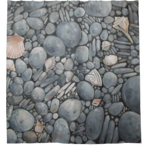 Strandsteine Muscheln Kies Felsen Malerei Duschvorhang