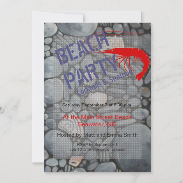 Strandsteine Muscheln Kies Felsen Malerei Einladung (Vorderseite)