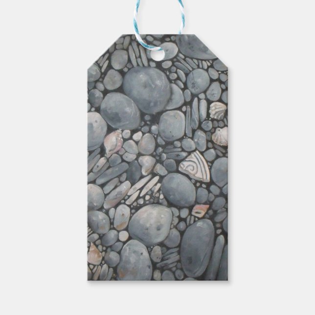 Strandsteine Muscheln Kies Felsen Malerei Geschenkanhänger (Vorderseite)