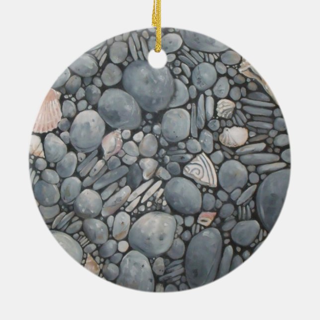 Strandsteine Muscheln Kies Felsen Malerei Keramik Ornament (Hinten)