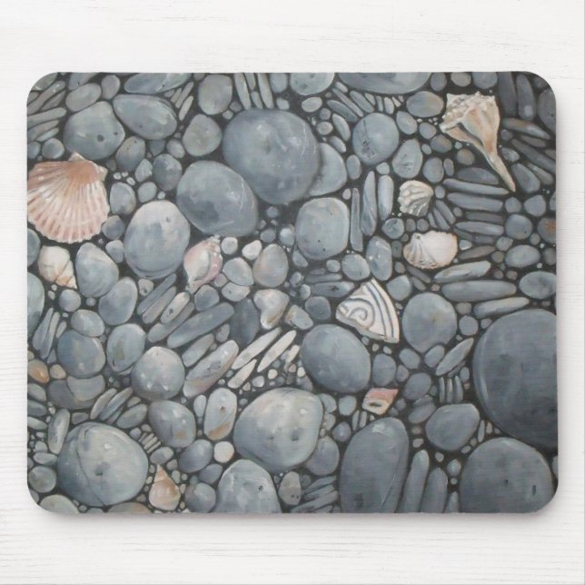 Strandsteine Muscheln Kies Felsen Malerei Mousepad (Vorne)