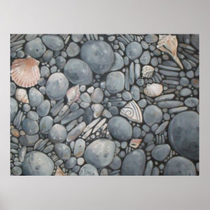 Strandsteine Muscheln Kies Felsen Malerei Poster