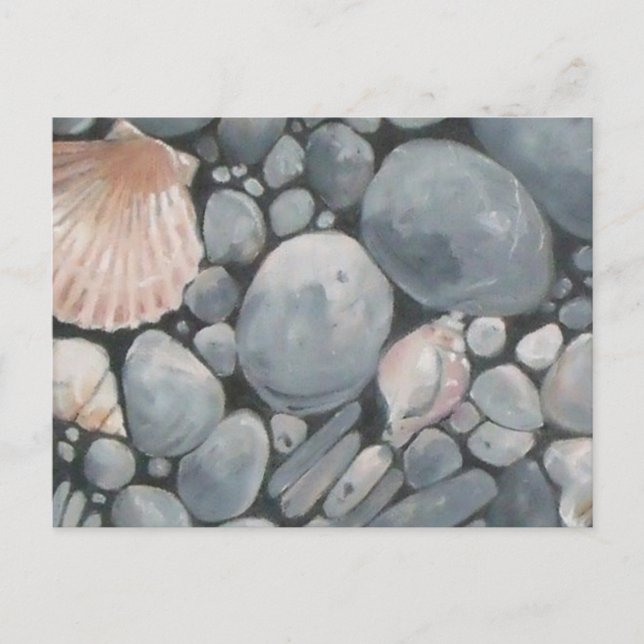 Strandsteine Muscheln Kies Felsen Malerei Postkarte (Vorderseite)