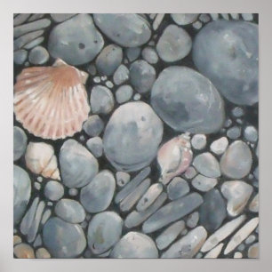 Strandsteine Muscheln Kieselsteine Felsen Malerei Poster