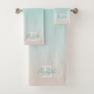 Strandstil Küste Modernes minimalistisches Monog Badhandtuch Set