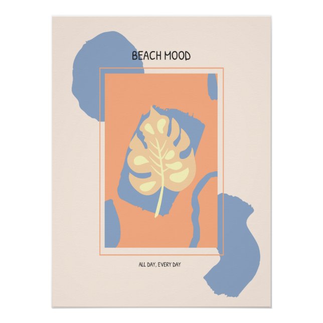 Strandstimmung Abstrakt tropisches Leaf Poster (Vorderseite)