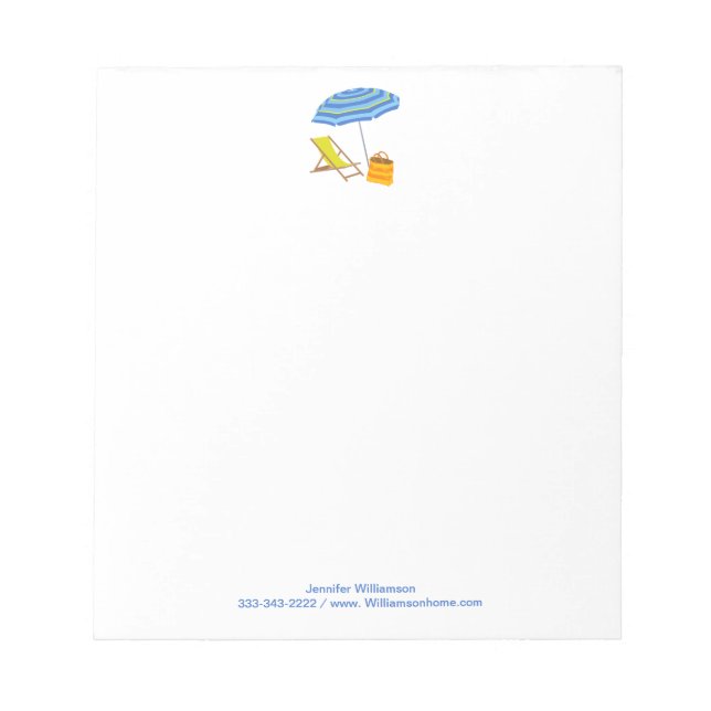 Strandstuhl Regenschirm Tropischer Sommer Streifen Notizblock (Vorderseite)