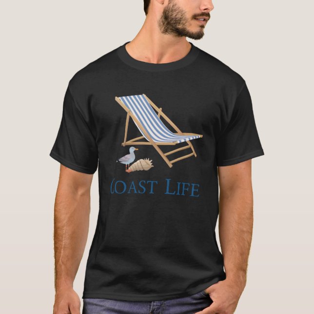 Strandstuhl Sand Küste Leben T-Shirt (Vorderseite)