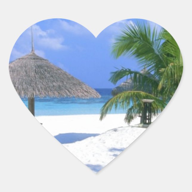 Strandstuhl - Sommer Bliss Herz-Aufkleber (Vorderseite)