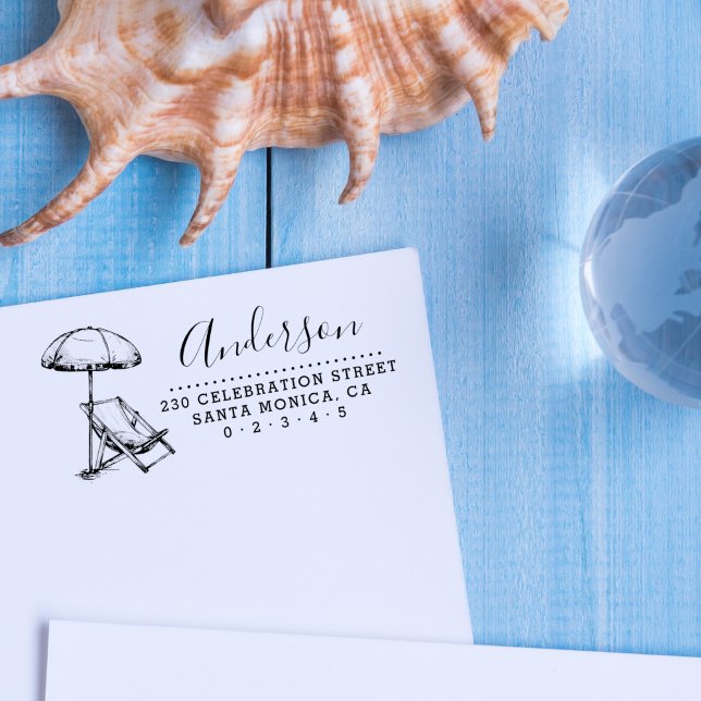 Strandstuhl und Schirmherrschaft Name Rücksendeadr Permastempel (Von Creator hochgeladen)